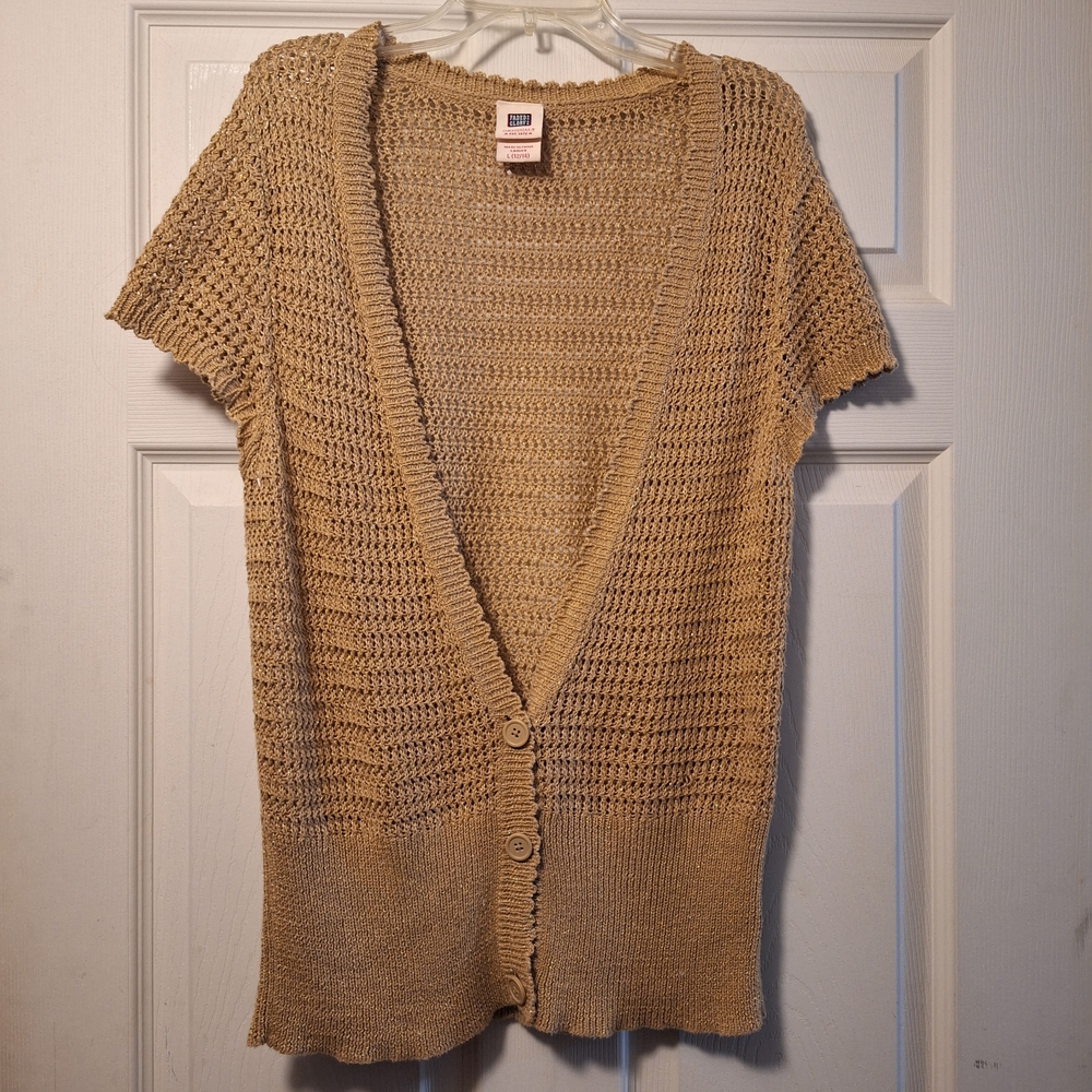 Old Navy Tan Cardigan Short Sleeve V-Neck